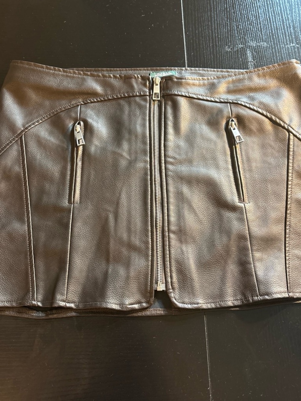 wild fable Brown Faux Leather Zip-Front Mini Skirt